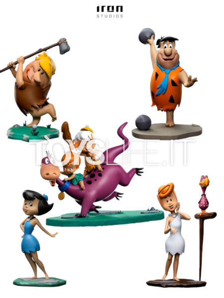 Iron Studios The Flintstones Fred Flintstone/ Wilma Flintstone/ Dino With Bamm Bamm & Pebbles/ Barney Rubble/ Betty Rubble