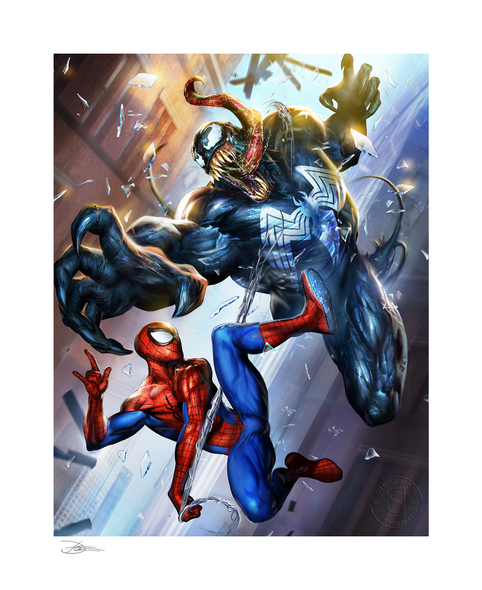 sideshow-marvel-spiderman-vs-venom-unframed-limited-art-print-toyslife