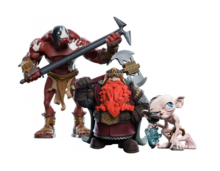 Weta Lord Of The Rings Epics Mini Figures Gollum/Gimli/Uruk-Hai ...